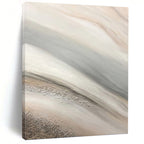 “Beige - Grey Abstract with Silver” - Minimalist Abstract Painting On Canvas PT1215