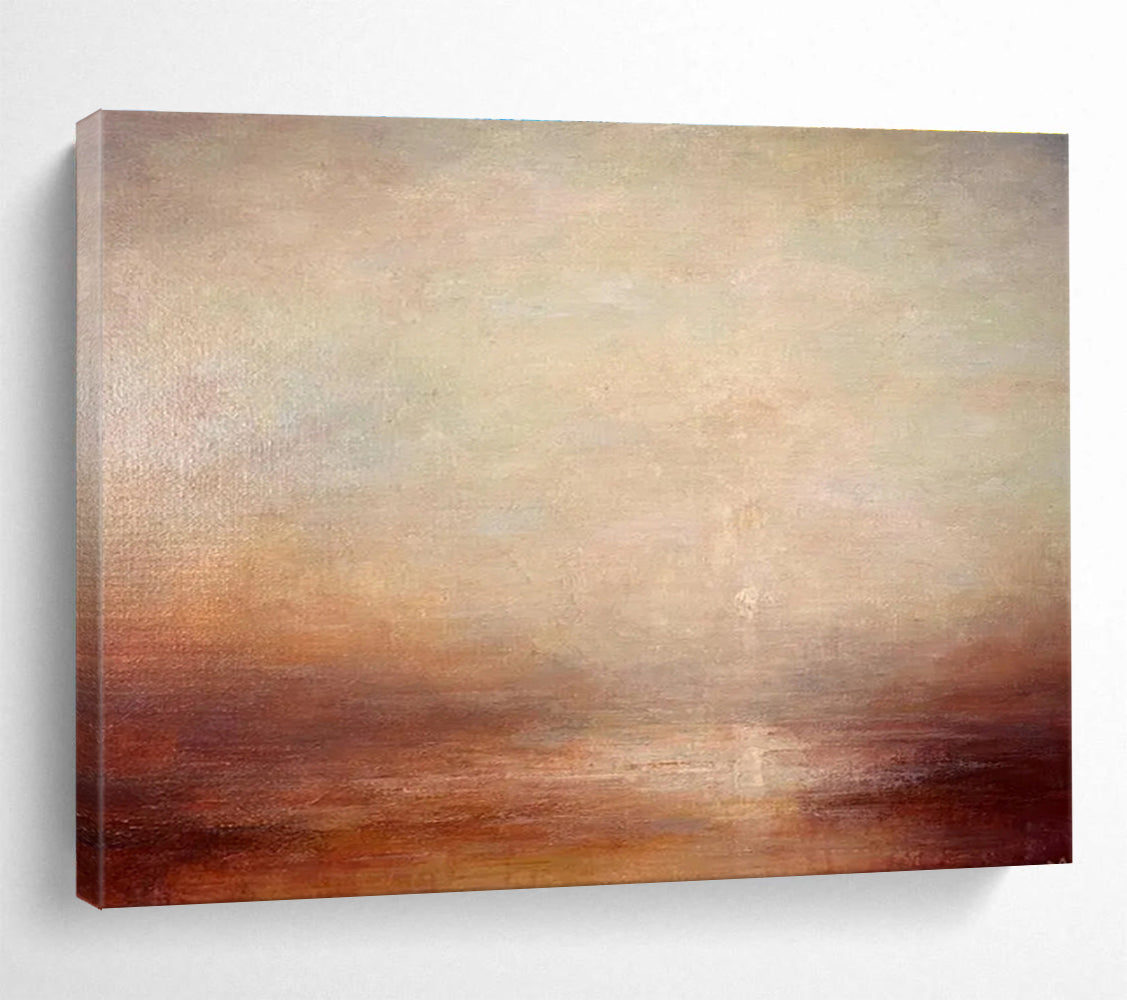 “Soft Sunset Gradient” - Beige, Orange & Brown Landscape, Impressionistic Oil Painting On Canvas DKS775