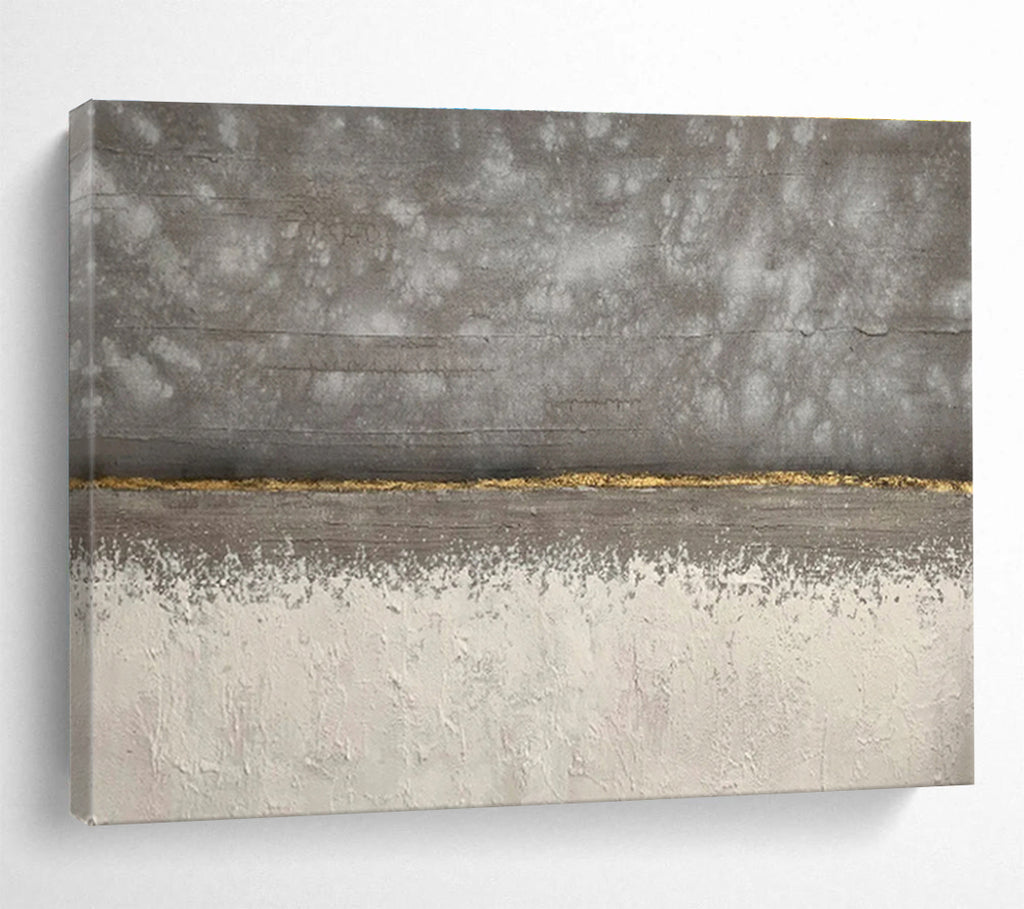Minimalist Grey with Gold Accent Abstract Painting On Canvas DKS172