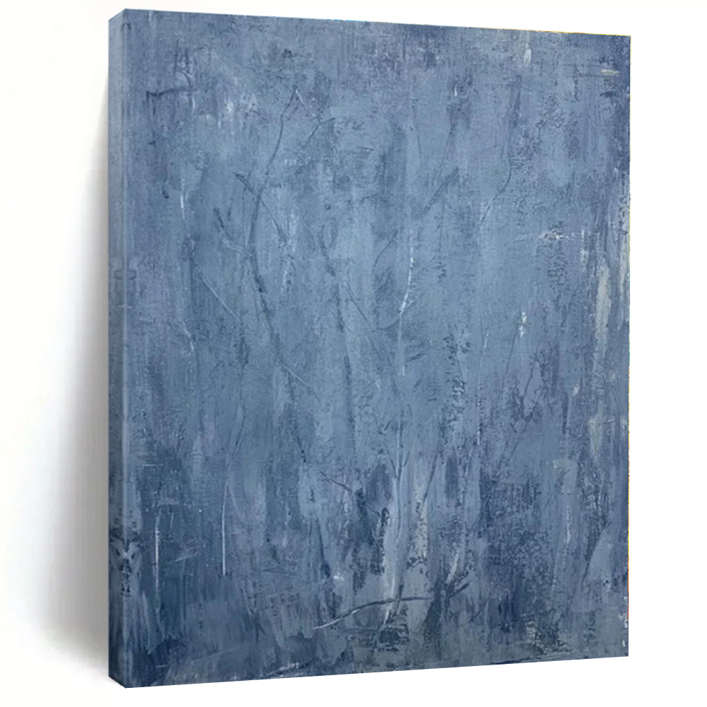Blue with Subtle Textured Lines "Blue Whisper" Abstract Painting On Canvas PS1323