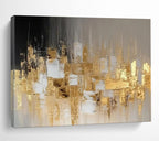 “Gold - Gray Abstract Cityscape” - Modern Abstract Painting On Canvas PT1555