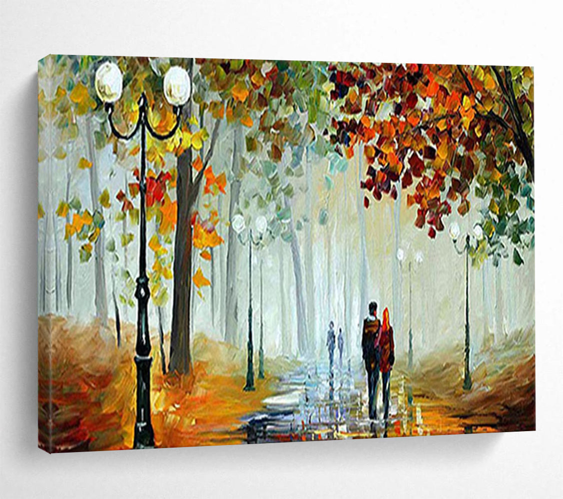 “Autumn Stroll in the Park” - Impressionistic Figure Painting On Canvas PT225