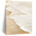 Beige and White Textured "Beach Foam" Impasto Abstract Painting On Canvas PS1101
