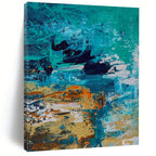 “Teal and Orange Coastal Abstract” - Seaside - Inspired Abstract Painting On Canvas PS0036