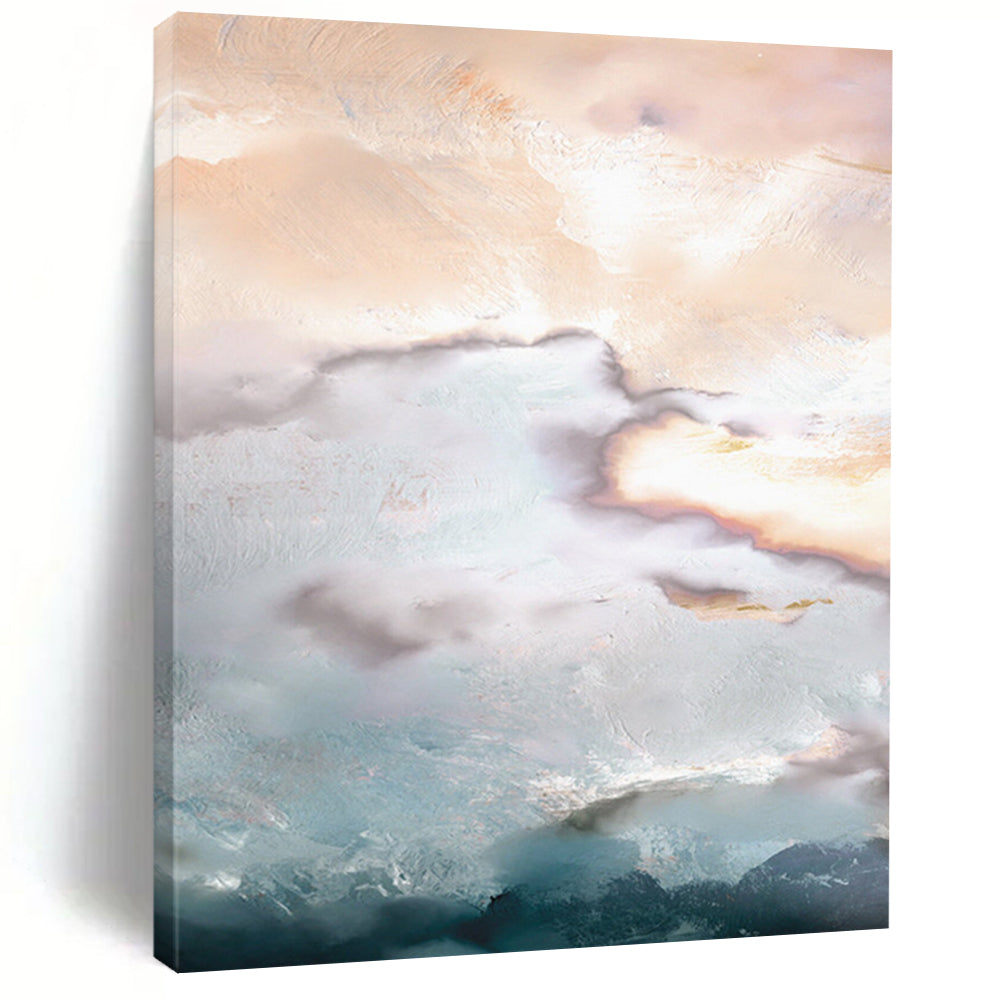 “Golden Clouds & Soft Hues” - Pastel Tones with Gold Accents Painting On Canvas DS165