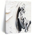 “Black - White Textured Strokes” - Black, White Abstract Minimalist Painting On Canvas PS0701