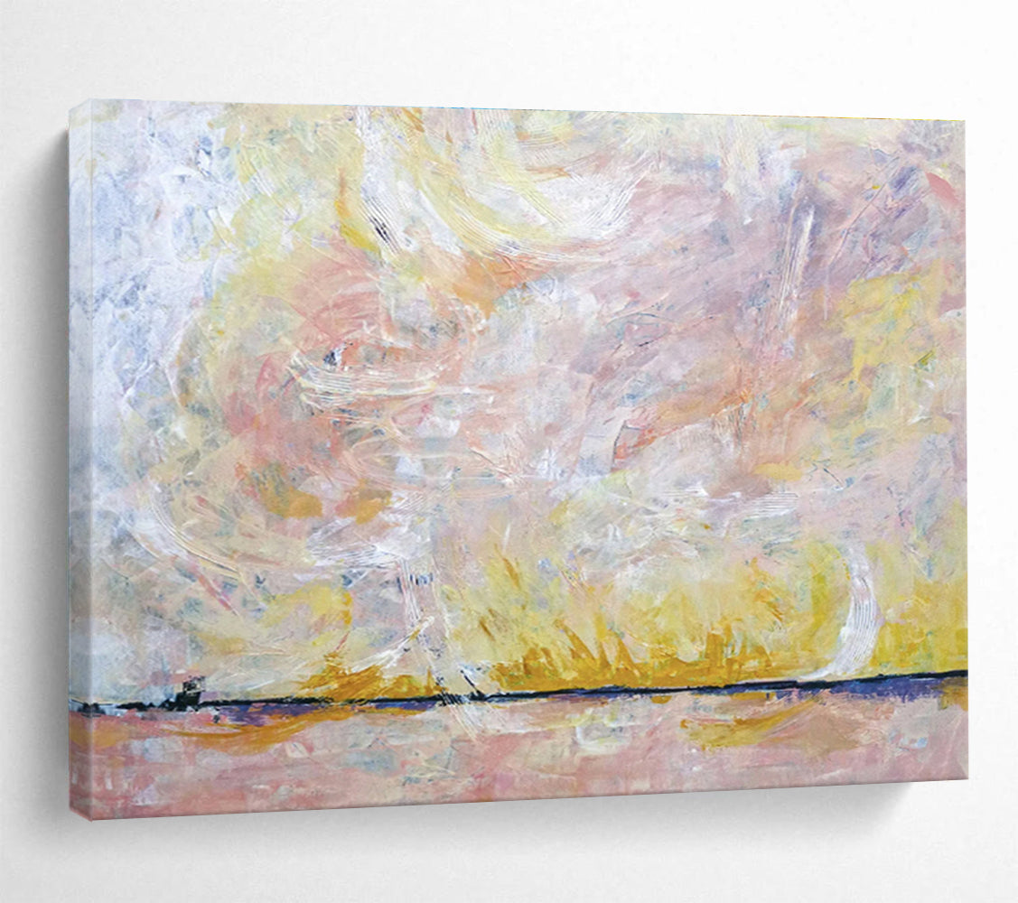 “Pastel Sky Abstract Landscape” - Abstract Painting On Canvas DKS564