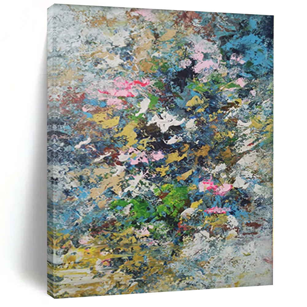“Colorful Abstract Floral Burst” - Abstract Impasto Painting On Canvas PS0017