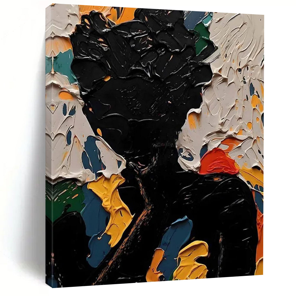 “Colorful Abstract Figure” - Vibrant Figurative Painting On Canvas DS308