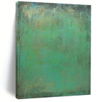 “Teal - Green Textured Abstract” - Textured Abstract Painting On Canvas PT1213