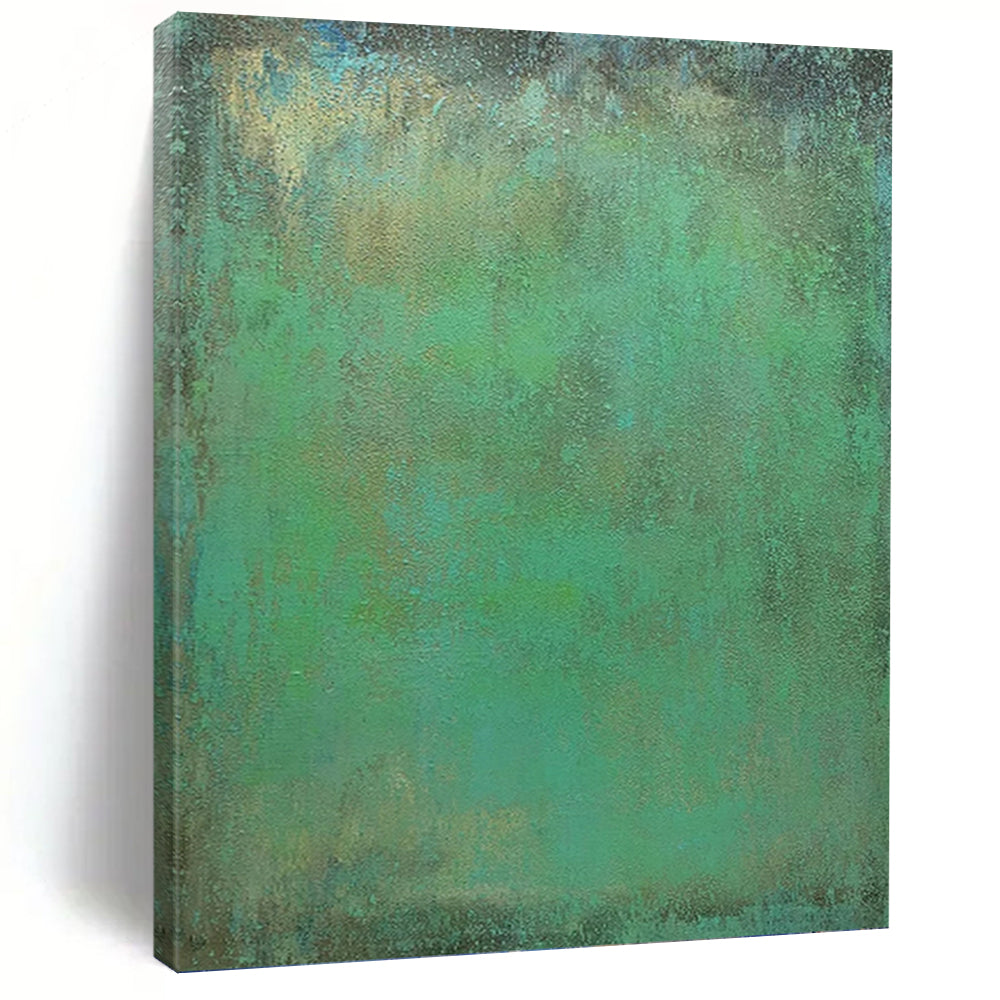 “Teal - Green Textured Abstract” - Textured Abstract Painting On Canvas PT1213