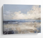 Muted Blue Seaside - Calming Seascape Painting On Canvas DKS337