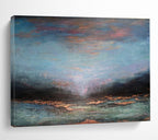 “Colorful Dusk Reflection” - Blue, Pink & Orange Seascape, Impressionistic Oil Painting On Canvas DKS780