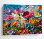 “Colorful Impasto Flowers” - Impasto Oil Painting On Canvas DKS794