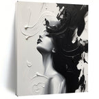 Monochrome Grace Black & White Abstract Female, Painting On Canvas PT2143
