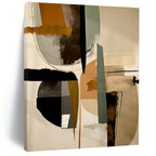 “Geometric Earth - Tone Fusion” - Brown, Green, Gray, White Abstract Geometric Painting On Canvas PS0753