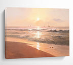 “Orange - Gold Sunset Beach” - Impressionistic Landscape Painting On Canvas PT264