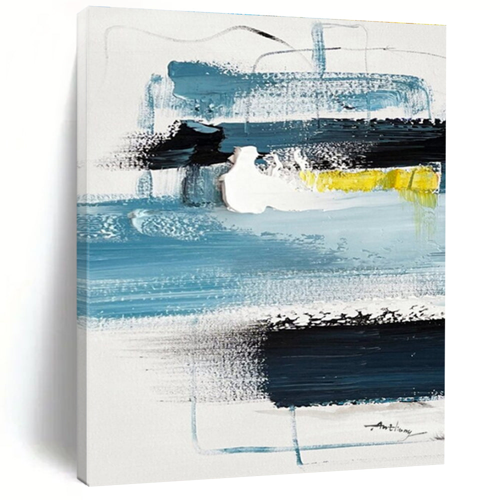 Blue - Yellow Concerto - Mainly Blue, Black, and Yellow - Abstract Expressionism PS0778