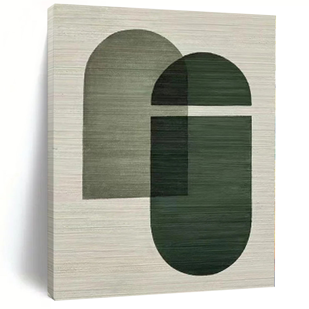 “Green - Gray Geometric Overlaps” - Contemporary Abstract Painting On Canvas PS0165