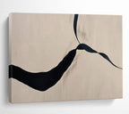 Black and Beige Curved Ribbon Minimalist Abstract Painting On Canvas DKS145
