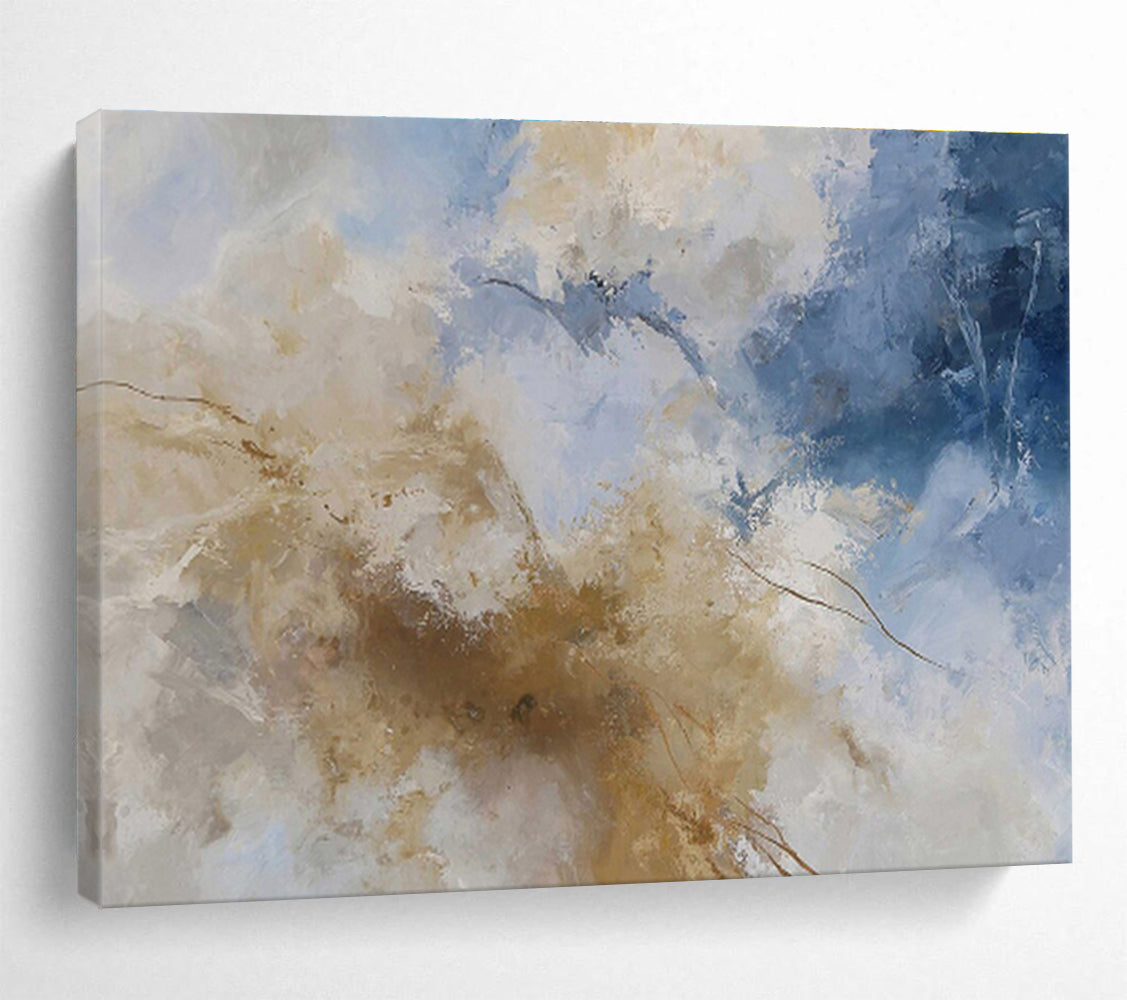 Blue and Beige Abstract Clouds Abstract Landscape Painting On Canvas DKS136