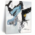 Blue - Gray - Black Abstract Fusion, Reminiscent of Robert Motherwell's Style, Painting On Canvas PT2086