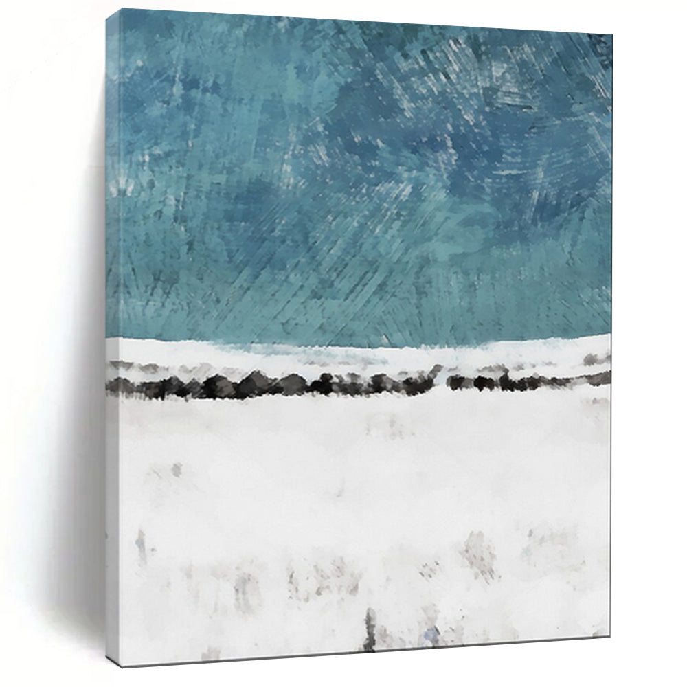 “Teal - White Abstract Snowscape” - Abstract Landscape Painting On Canvas PT2025