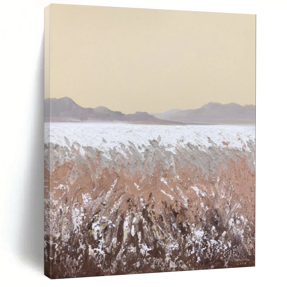Beige - Brown - Gray Abstract Landscape, Evoking the Style of Georgia O'Keeffe's Desertscapes, Painting On Canvas PT2090