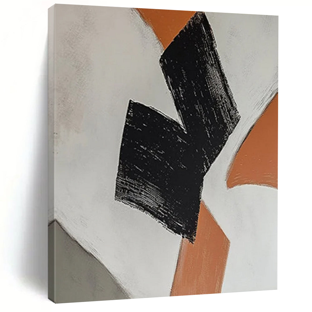 Orange - Black Geometric Forms Painting On Canvas DS111