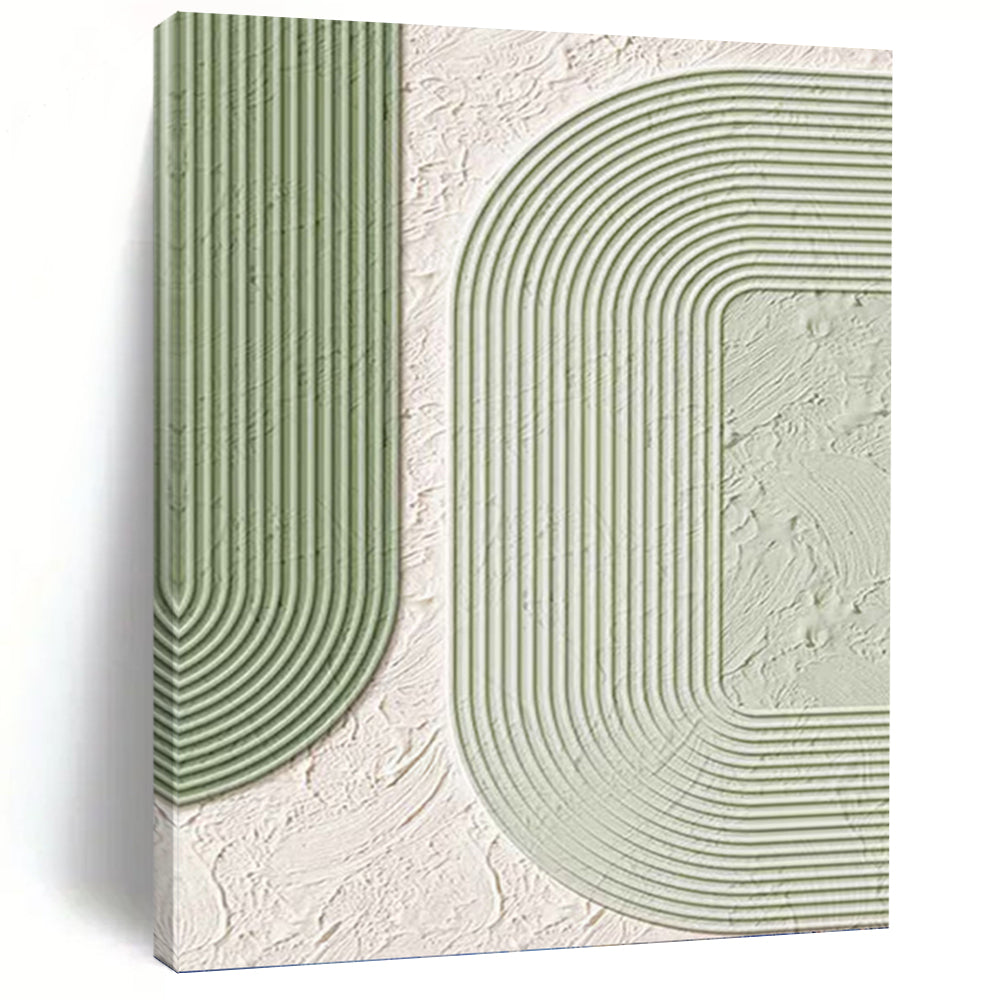 “Green and White Geometric Design” - Modern, Abstract Painting On Canvas PT1493