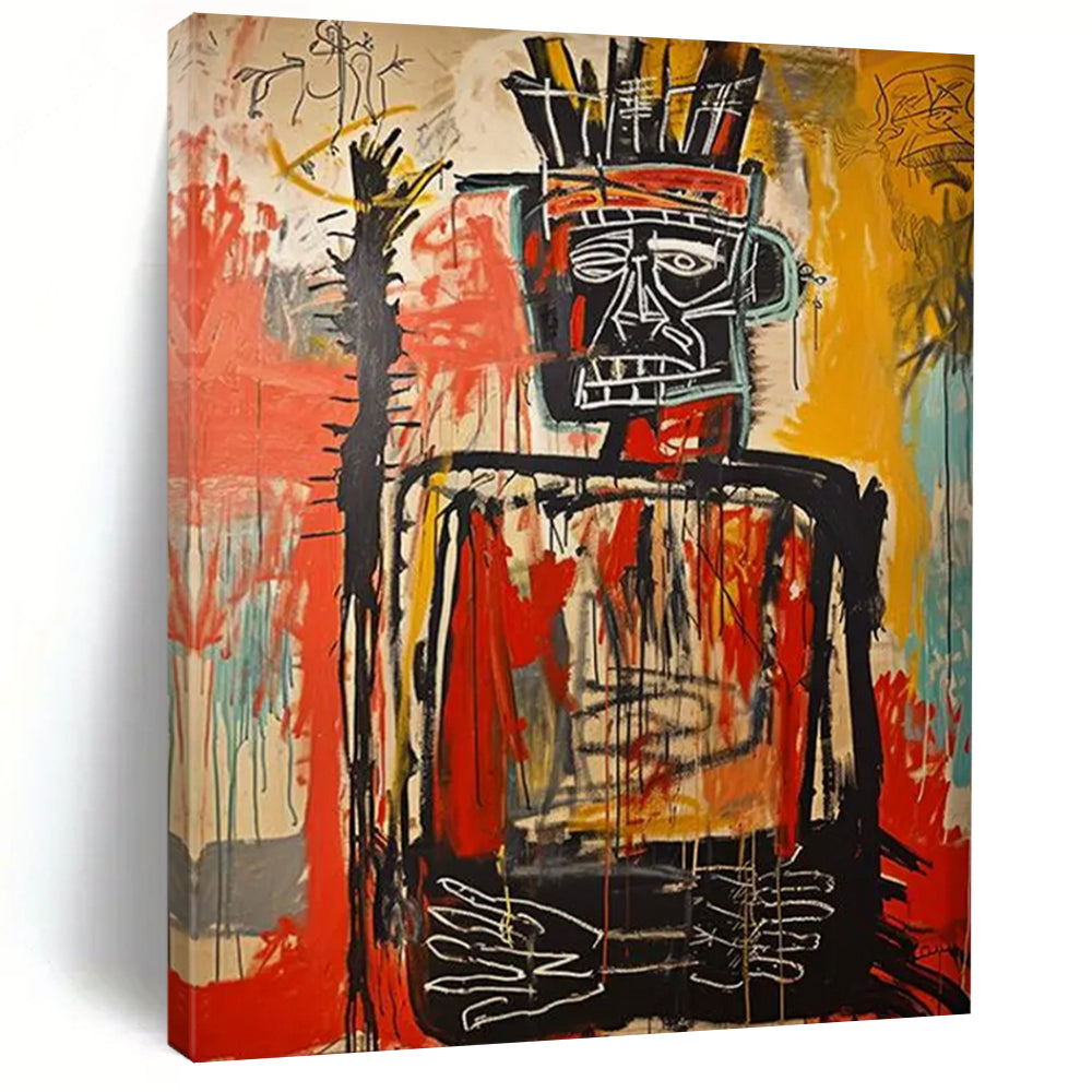 Ancient Warrior: Basquiat - Style Figure Painting On Canvas DS108