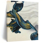 “Blue - Gold Flowing Abstract Ribbon” - Graceful Abstract Painting On Canvas PS0301