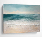 “Blue - White Abstract Beach” - Textured Blue “Sandy Serenity” Painting On Canvas PT1644