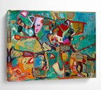 “Bold Forms & Rainbow Hues” - Abstract Cubist - Inspired Painting On Canvas PT1679