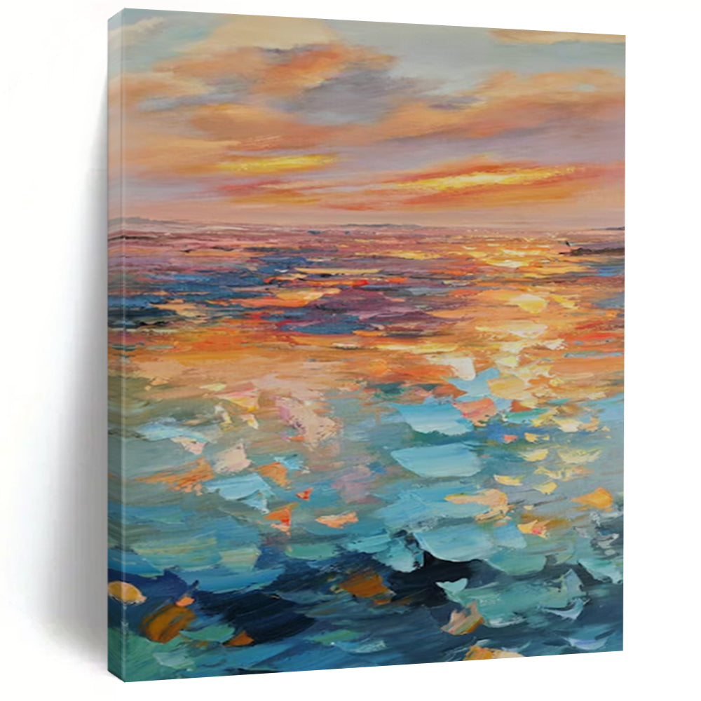 “Colorful Sunset Sea” - Impressionist Painting On Canvas PT2204