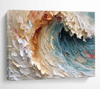 Sunset Wave - Impasto Sea Oil Painting, Great for Beach House & Balcony DKS676