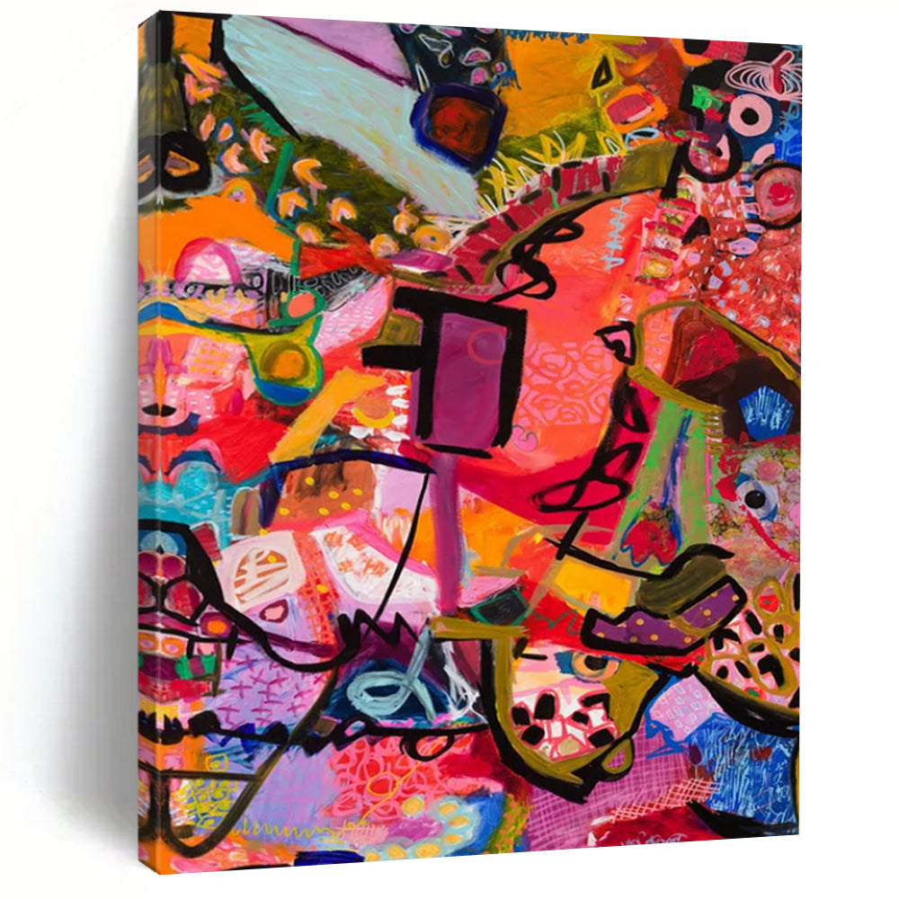 “Pink & Purple Abstract Reign” - Dynamic Abstract Painting On Canvas DS295