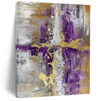 Purple, Gold & Gray Revived Abstract "Regal Fusion" Painting On Canvas PS0846