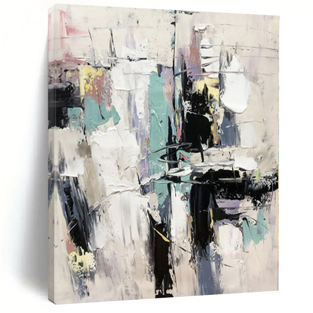 “Pastel - Toned Abstract Urban Layers” - Soft Abstract Painting On Canvas PS0319