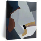 “Blue - Grey - Gold Abstract Geometric Shapes” - Chic Abstract Painting On Canvas PS0373