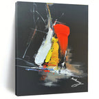 “Black - Red - Yellow Dynamic Burst” - Black, Red, Yellow, Blue Abstract Painting On Canvas PS0515