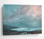 Star - Filled Sky Over Turquoise Sea Seascape Painting On Canvas DKS106