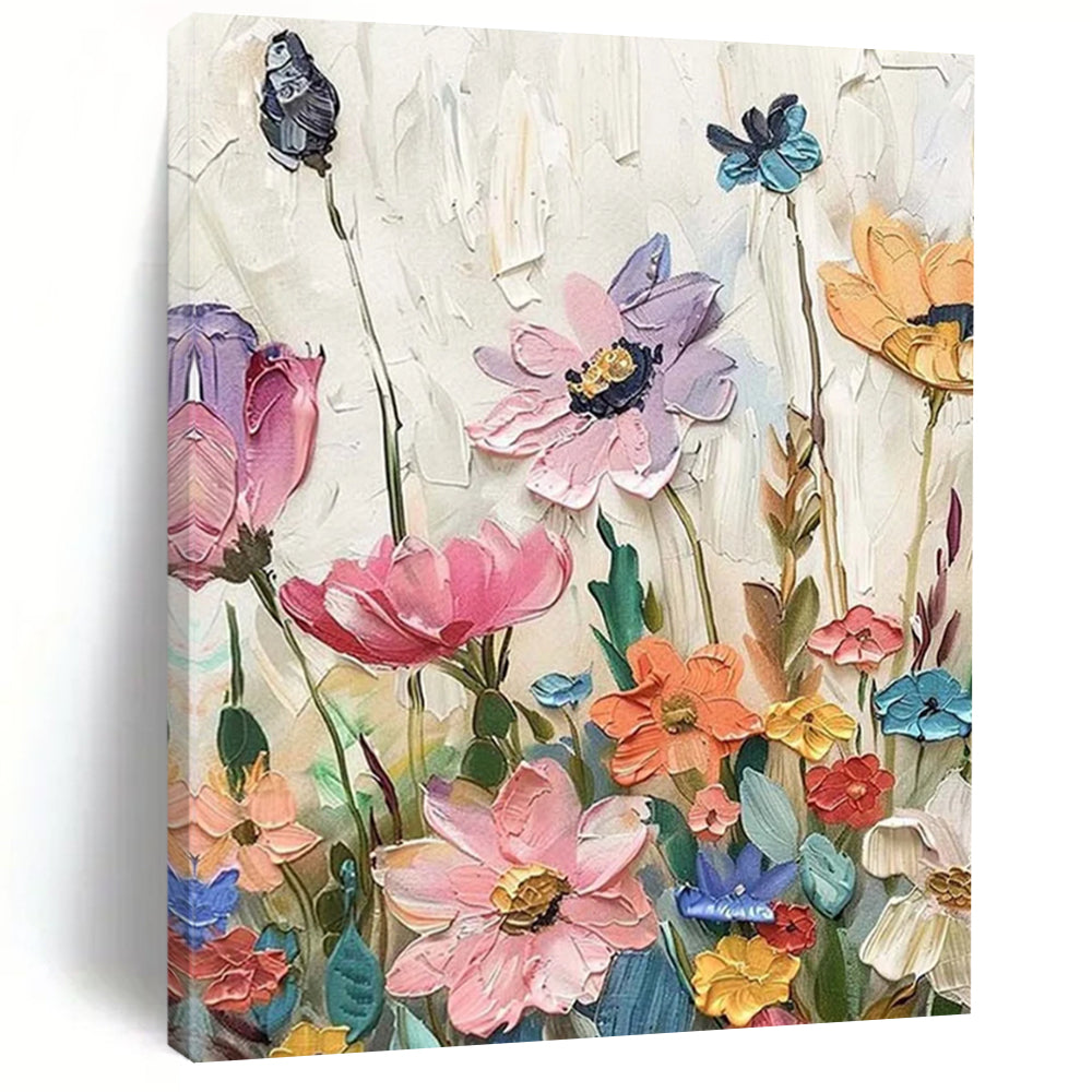 3D Flower Field Repeat Textured Painting On Canvas DS087