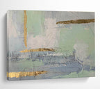 Pastel Greens and Blues with Gold Abstract Painting On Canvas DKS179