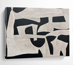 “Black and White Geometric Shapes” - Cubist Abstract Painting On Canvas PT093