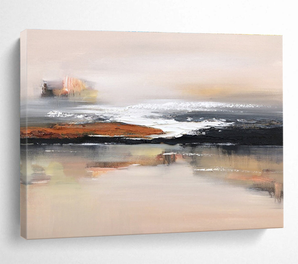“Soft - Toned Coastal Abstract” - Textured Oil Painting on Canvas DKS914
