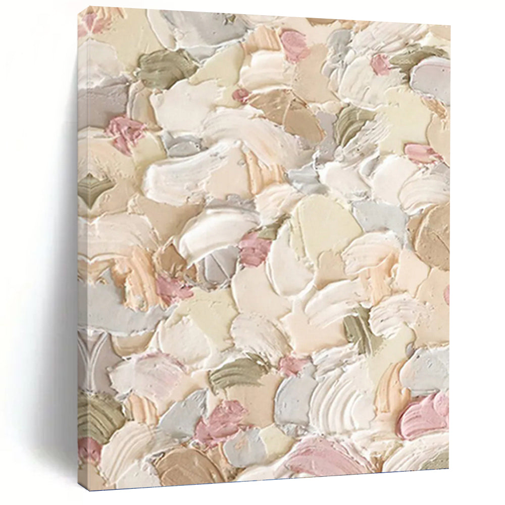 “Pastel - colored Textured Floral Abstract” - Impressionistic Flower Painting On Canvas PT0982