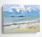 “Textured Beach Scene Painting” - Textured Landscape Painting, Fits Coastal - Themed Home & Family Room DKS628