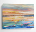 “Sailboats at Sunset” - Impressionist Seascape - Painting On Canvas PT1745