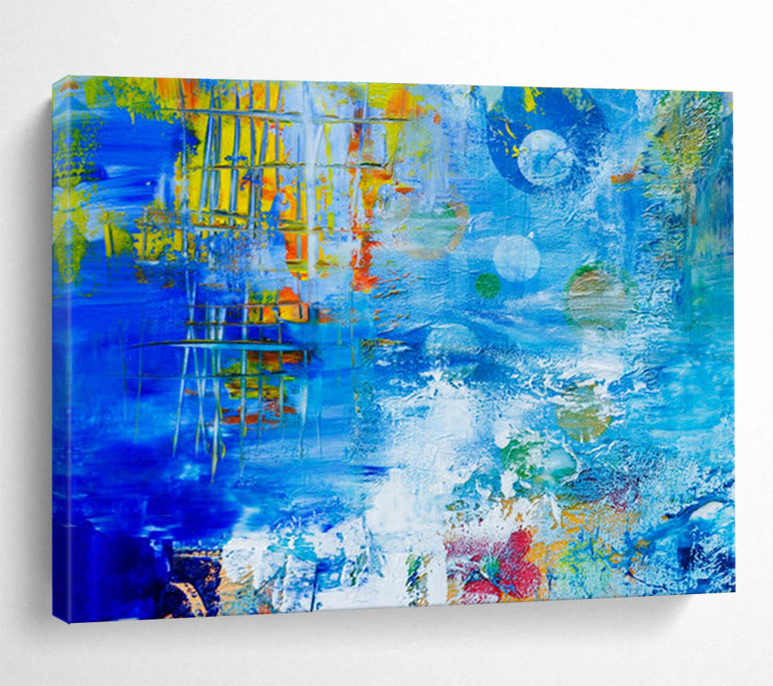 “Blue Abstract Energy” - Bold Abstract Painting On Canvas DKS439